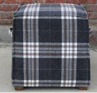 Bon Bon Small Ottoman - Tartan Charcoal