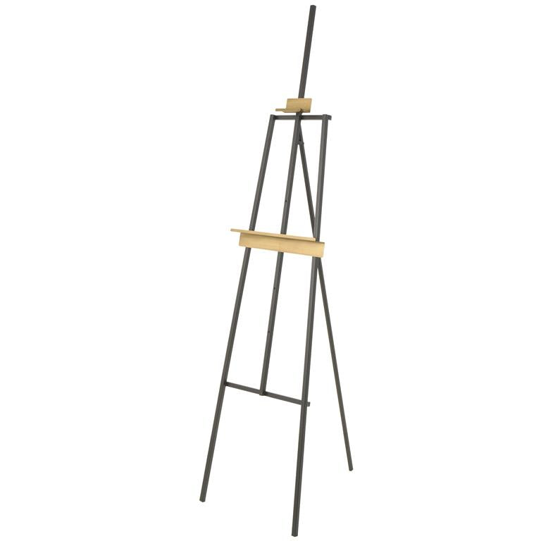 Black Metal Painter's Inspired 4 Tier Display Easel with Gold Accents