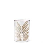 Clear Textured Glass Cylinders w/Dried Leaf