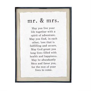 Mr. & Mrs. Sentiment Glass Plaque