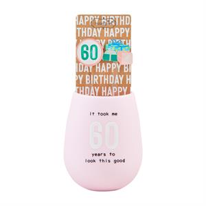 60 BDAY Silicone Wine Glass & Straw Set