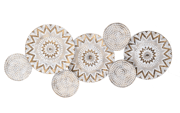 Whitewash Gold Layered Embossed Disc Wall Decor