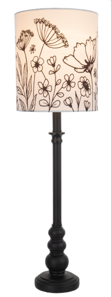B&W Floral Buffet Lamp