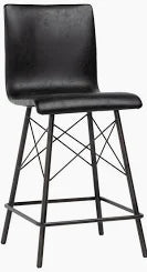 Messina Barstool 17"x23"x39" Black Leather