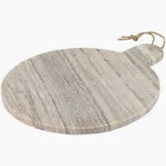 ROUND GREY MARBLE CUTTING BOARD WITH JUTE HANGER