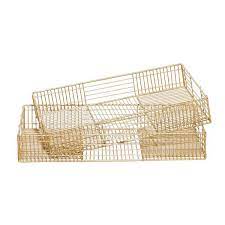 Set of 2 Gold Metal Containers
