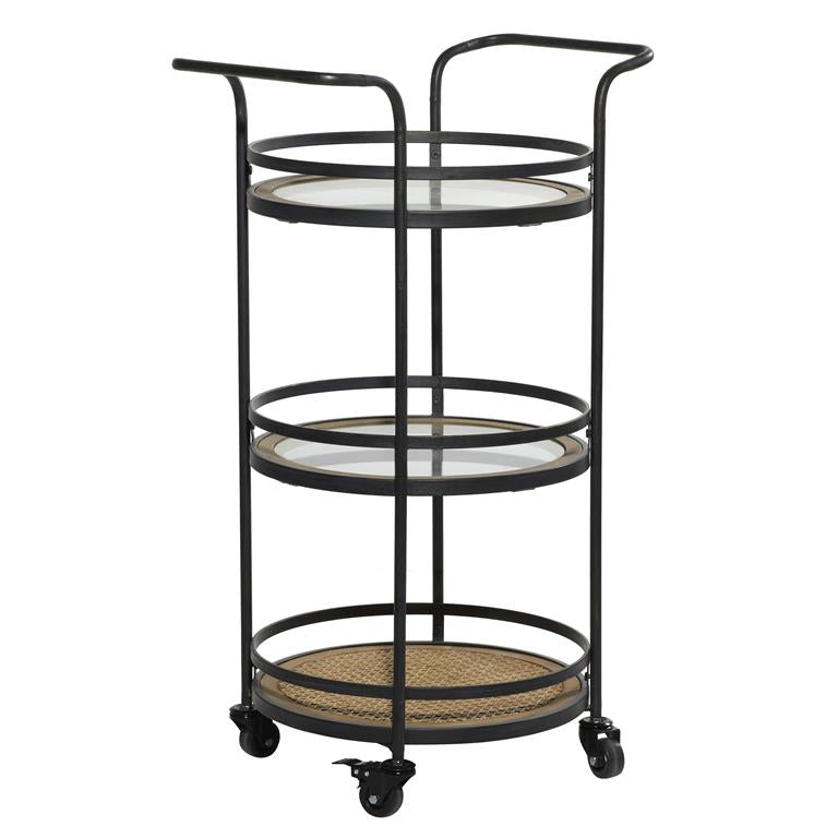 Brown Metal Rolling Bar Cart