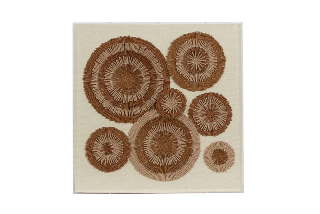 Brown Paper Starburst Handmade Radial Circles Shadow Box