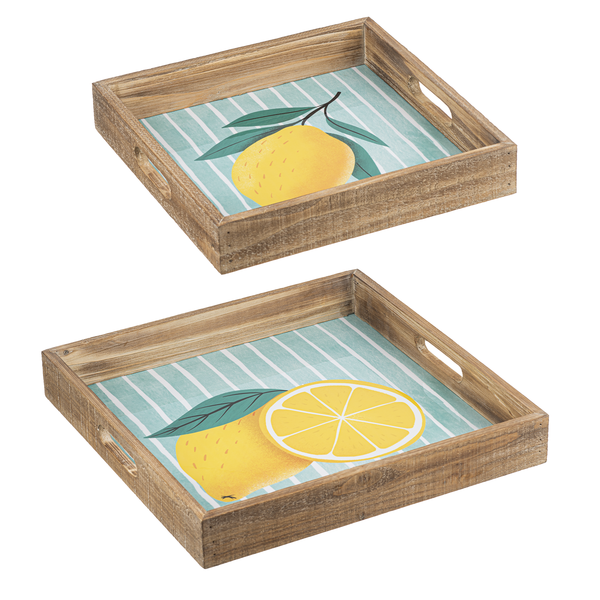 Retro Lemon Pattern Tray (2 pc. set)