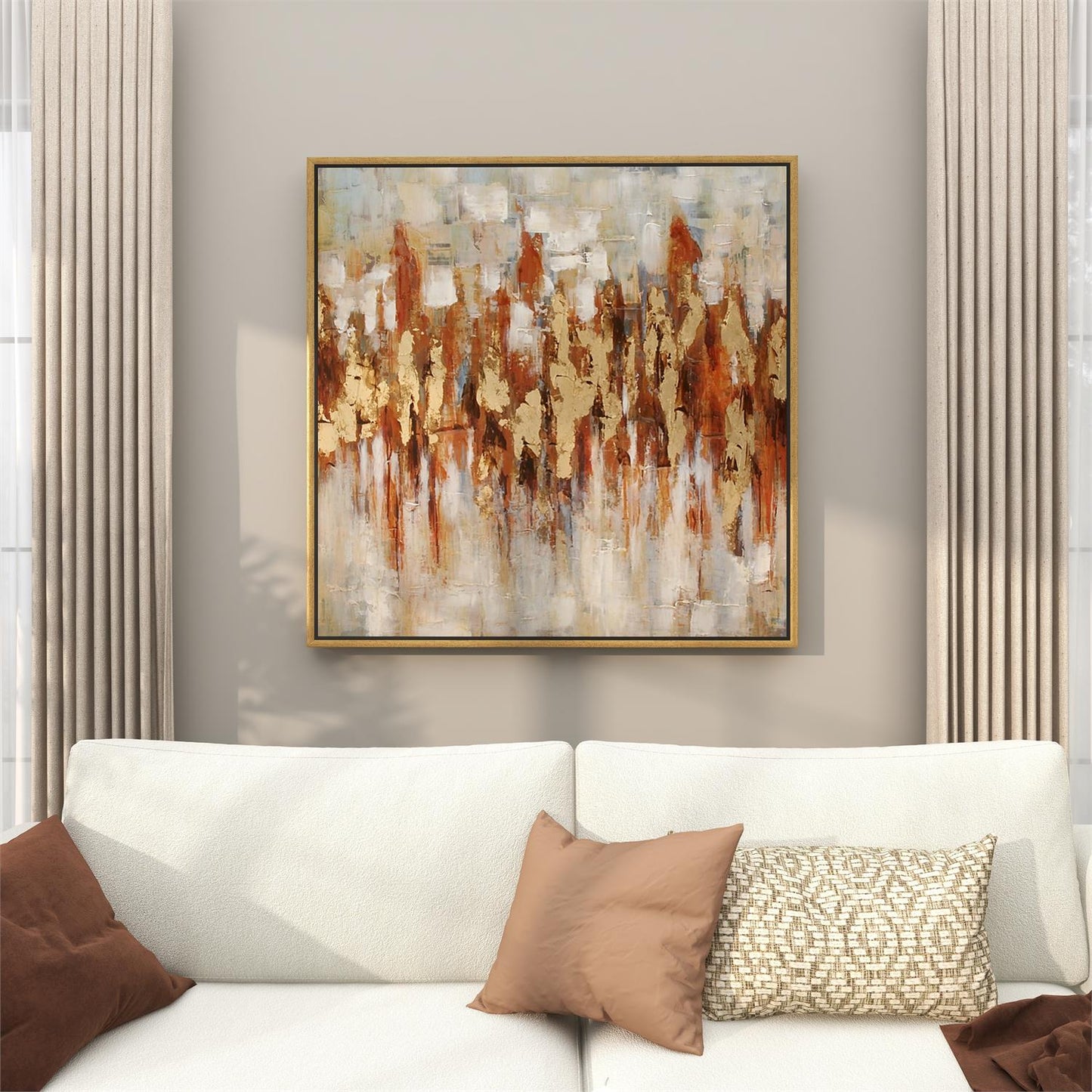 Gold Canvas Abstract Framed Wall Art