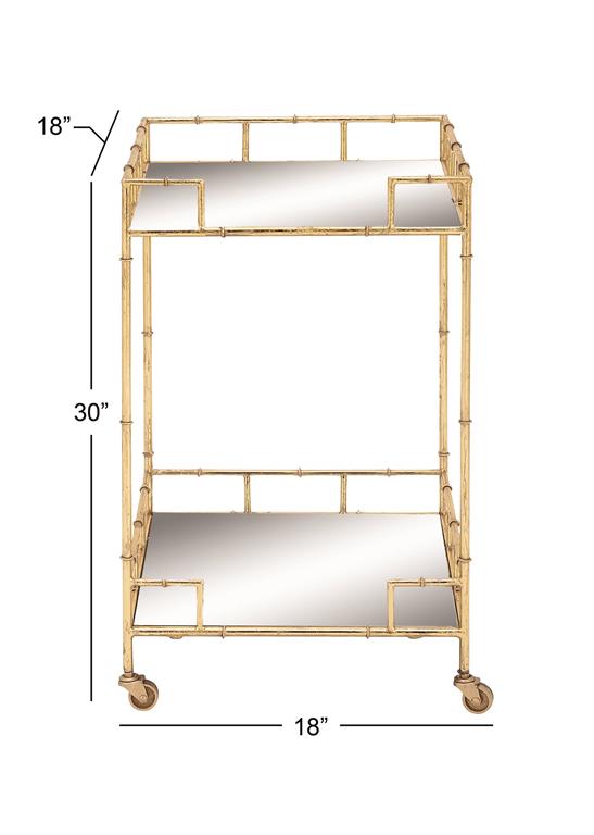 Gold Metal Rolling Bar Cart