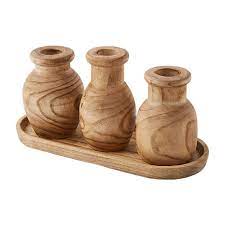 Paulownia Vase Tray Set