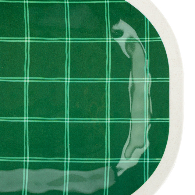 Dark Green Plaid Medium Melamine Rectangular Platter