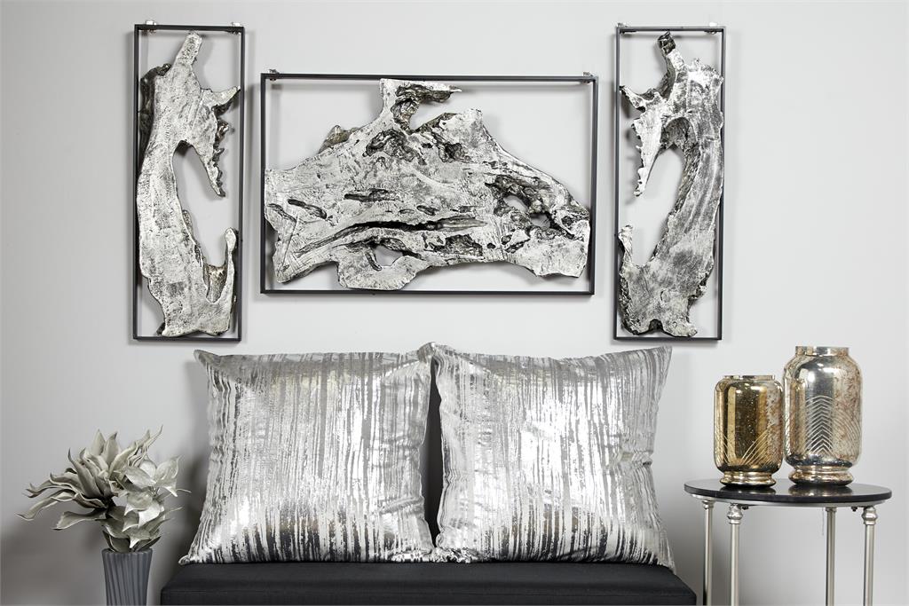 Set of 2 Silver Magnesium Oxide Abstract Handmade Live Edge Wall Decor