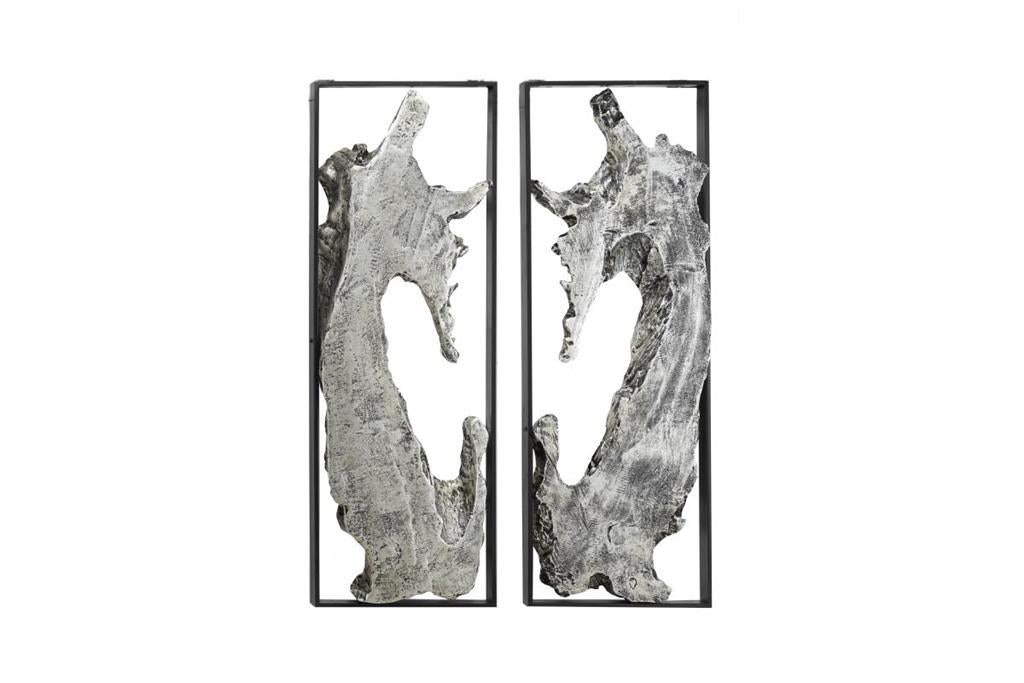 Set of 2 Silver Magnesium Oxide Abstract Handmade Live Edge Wall Decor