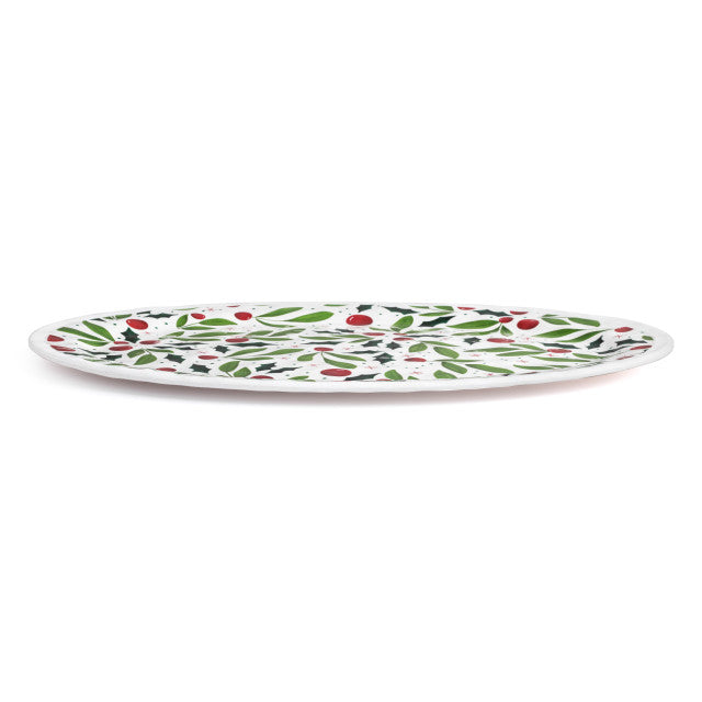Holly Leaves Large Melamine Oval Platter
