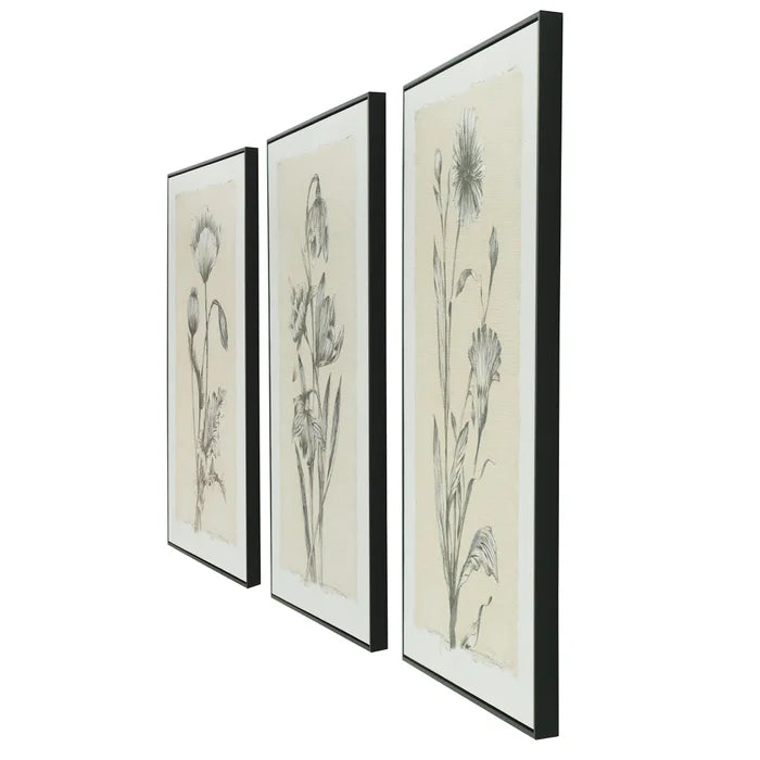 Set of 3 Black & Beige Canvas Art