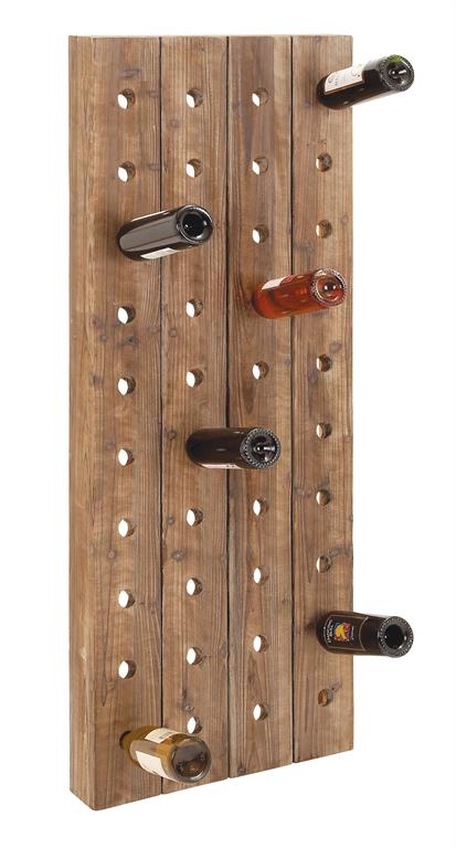 Brown Wood Tall 40 Hole Wall Wine Rack
