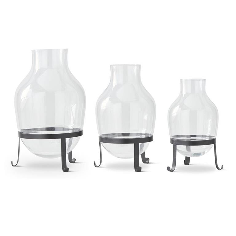 Glass Vases On Black Metal Stands