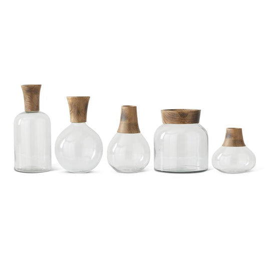 Glass and Wood Vases