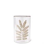 Clear Textured Glass Cylinders w/Dried Leaf