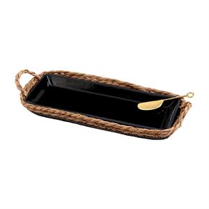 Black/Natural Tray & Basket Set