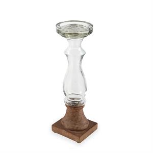 Glass & Wood Candlestick