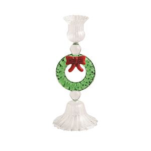 Chritsmas Glass Taper Holder