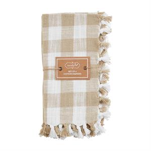 Taupe Gingham Napkin Set