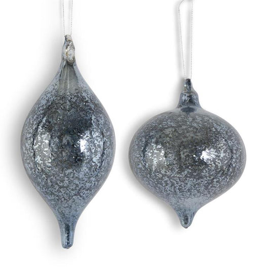 Assorted Dark Blue Mercury Glass Onion & Finial Ornaments