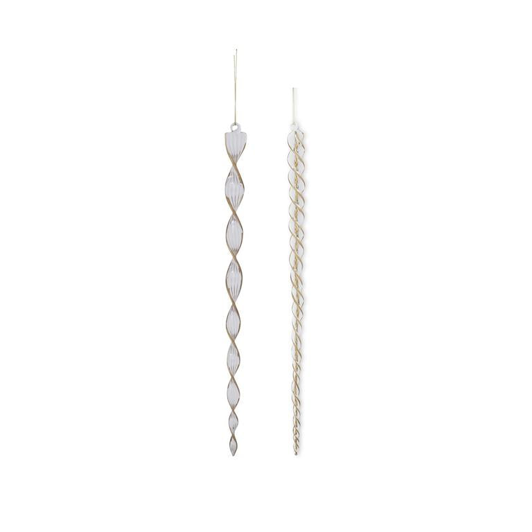 Assorted 16 Inch Gold & Clear Glass Flat Spirals