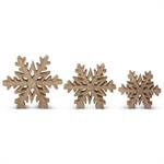 Set of 3 Mango Wood Snowflake Cutouts