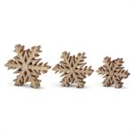 Set of 3 Mango Wood Snowflake Cutouts