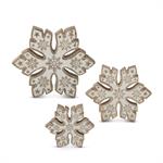 Set of 3 Mango Wood Snowflakes w/White Embossed