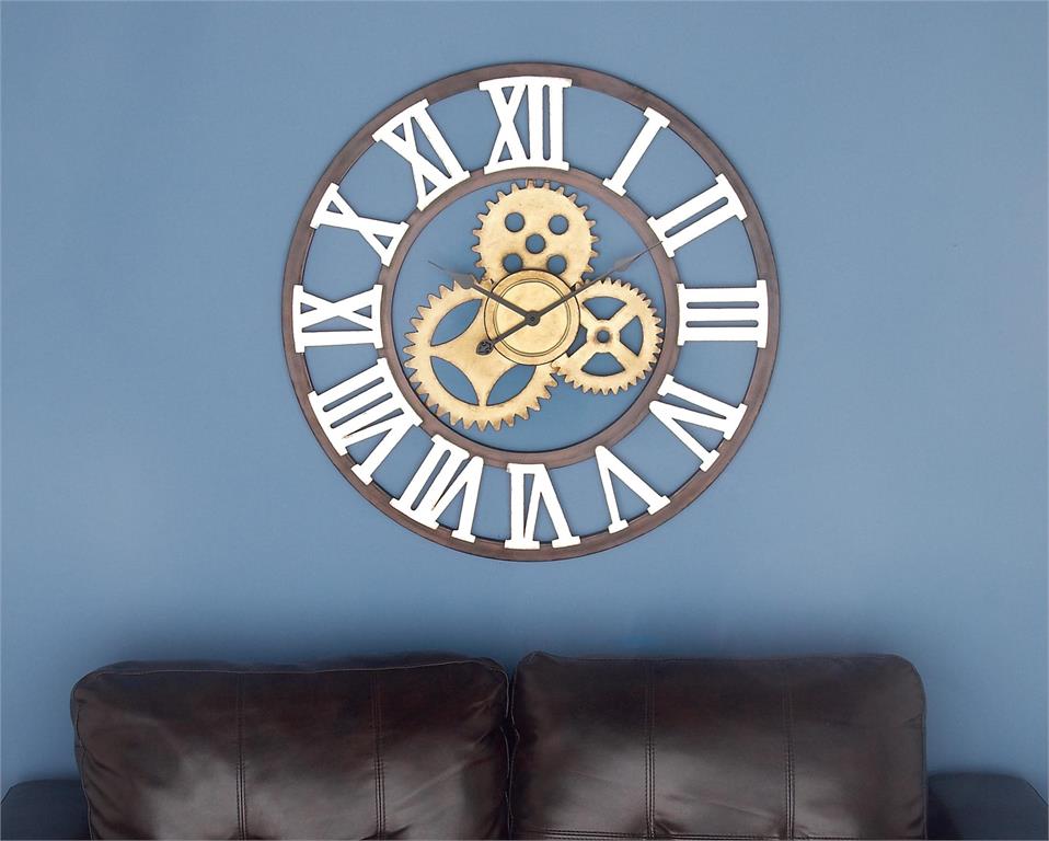 Brown Metal Gear Wall Clock