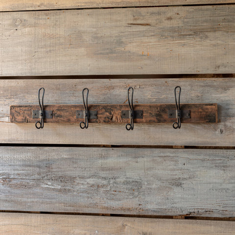 Coat Hanger of Rustic Wood and Iron