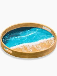 Round Bamboo Tray Ocean