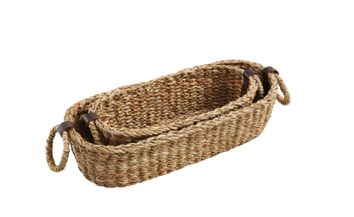 Set of 2 WOVEN BREAD BASKET SET