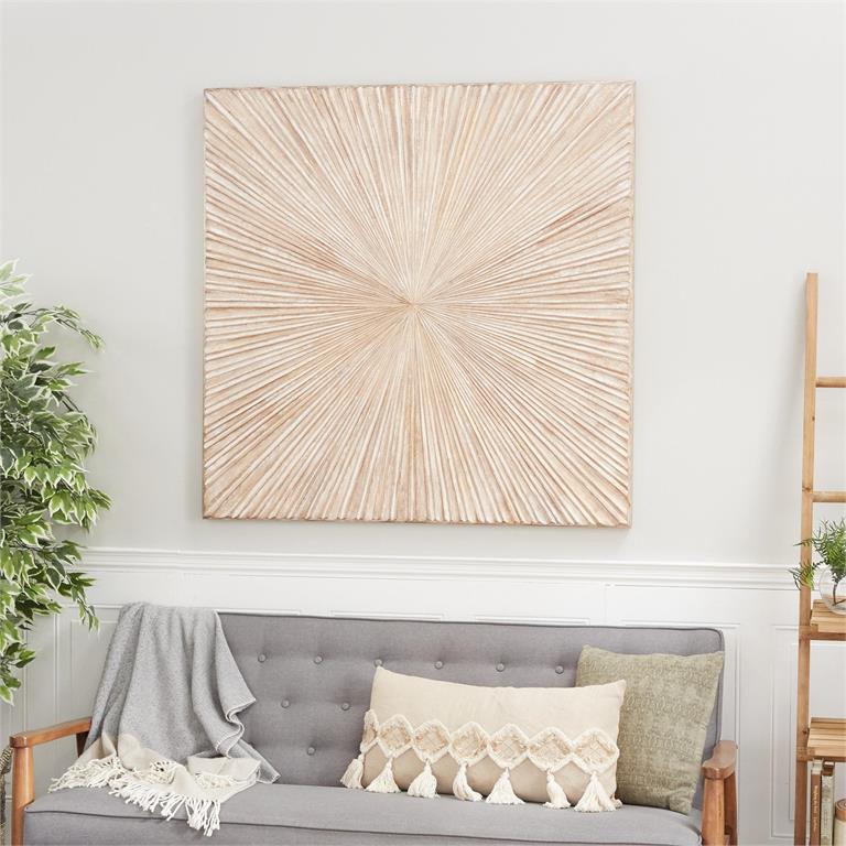 Brown Wood Starburst Handmade Carved Wall Decor