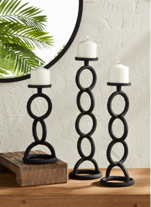 Large Black Chain Link Candlestick