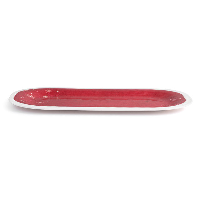 Red Snowfall Medium Melamine Rectangular Platter