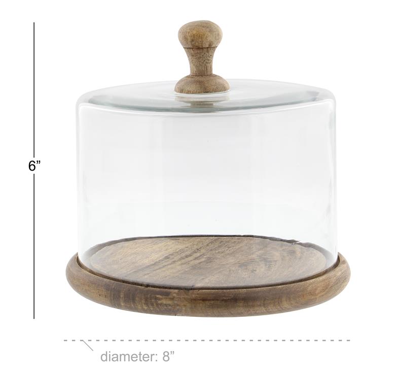 Brown Glass Cake Stand with Glass Lid