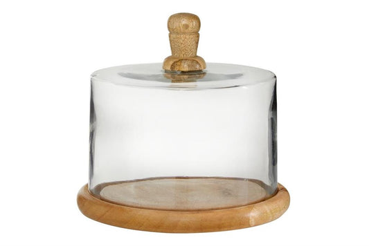 Brown Glass Cake Stand with Glass Lid