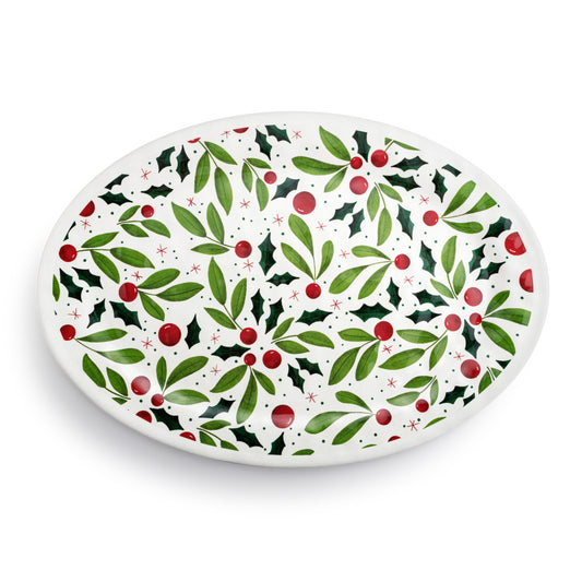 Holly Leaves Large Melamine Oval Platter