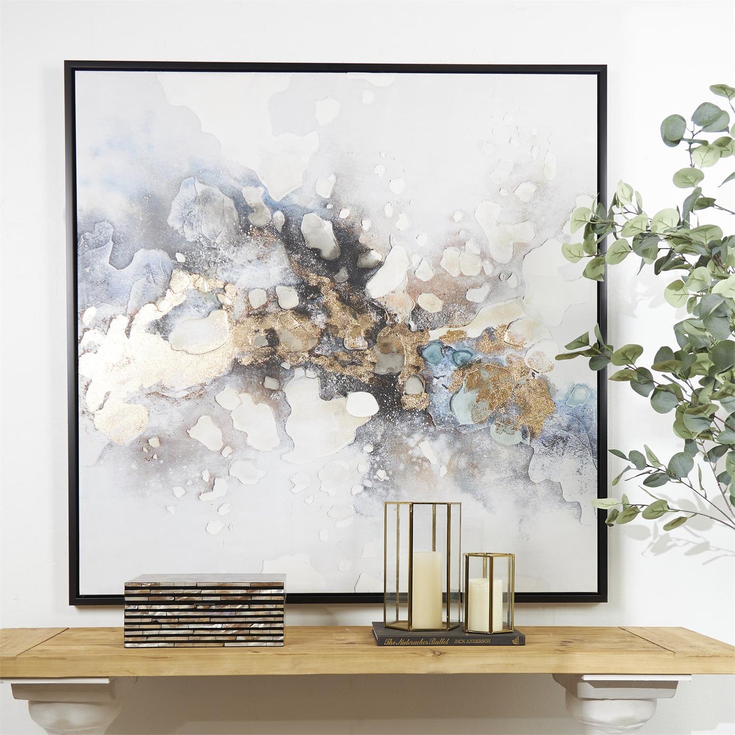 Multi Colored Canvas Abstract Watercolor Blotch Framed Wall Art