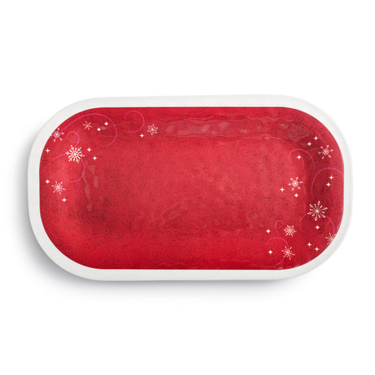 Red Snowfall Medium Melamine Rectangular Platter