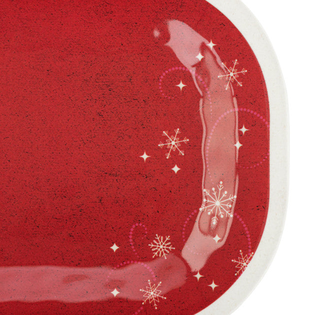 Red Snowfall Medium Melamine Rectangular Platter