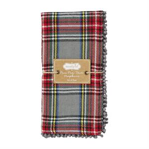 Tartan Pom Trim Napkins