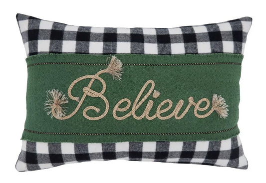 Buffalo Plaid Believe Pillow - Poly Filled